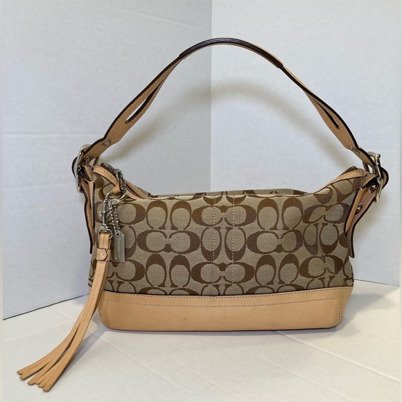 Coach 2005 Vintage Signature Canvas and Leather Handbag in Beige - Picture 2 of 15